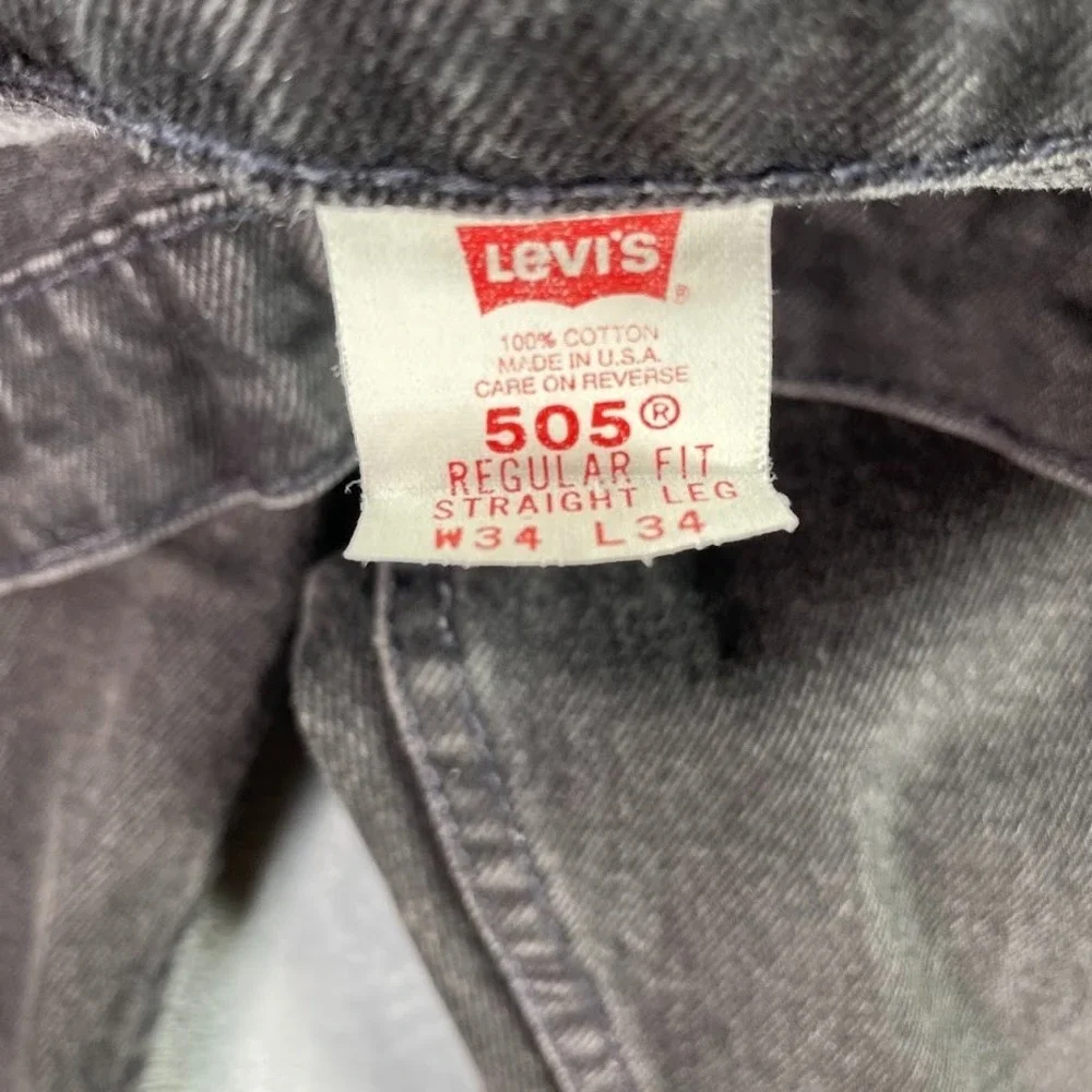 Vintage Levis 505 Orange Tab Jeans Mens 34x34 Black Made in USA 1995 Straight